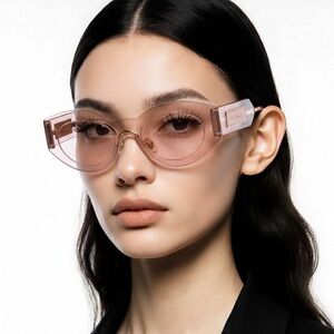 New Versace™ VE2276 Damier Women’s Sunglasses – Rimless Pink Metal